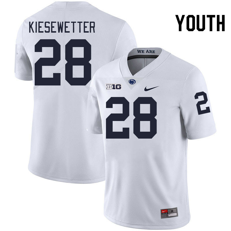 Youth #28 Karson Kiesewetter Penn State Nittany Lions College Football Jerseys Stitched-White